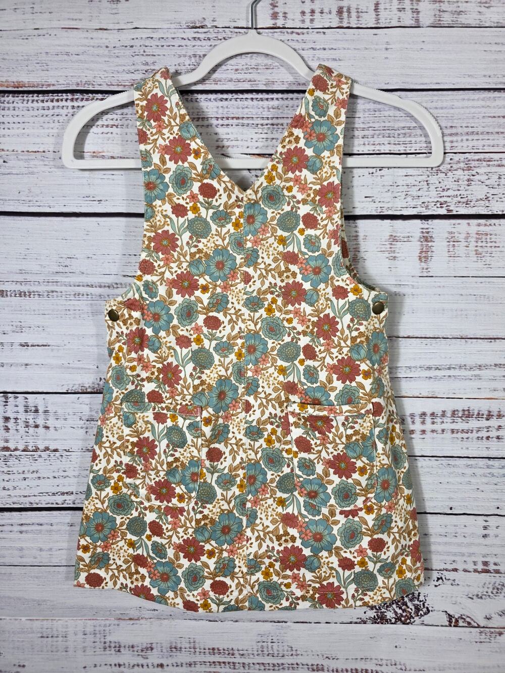 Tommy Bahama Girls 7 Floral Jumper Pinafore Dress Sleeveless Pocket Spring Boho